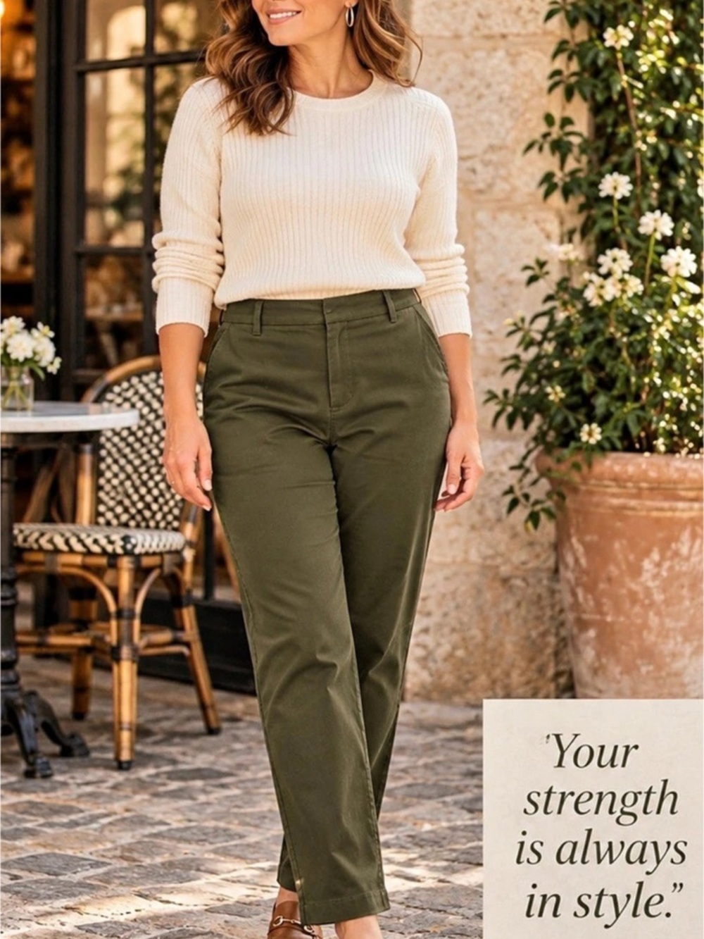 St. John’s Bay Olive Green Stretch Straight Leg Pants 12